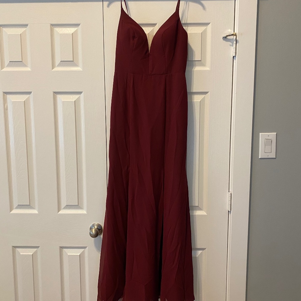 Azazie Ezra bridesmaid dress (Cabernet)